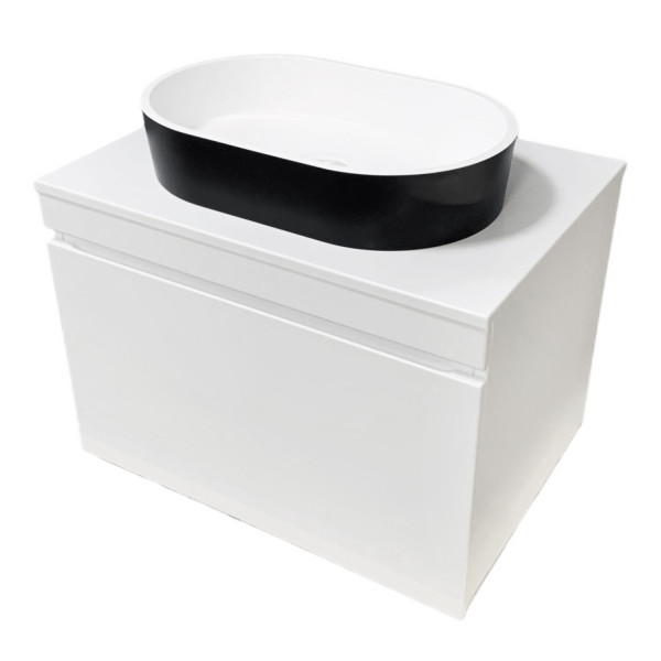 Тумба підвісна ADAMANT Astra W 70 з умивальником Beste New Black Matte/White Glossy