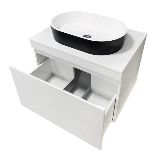 Тумба підвісна ADAMANT Astra W 70 з умивальником Beste New Black Matte/White Glossy