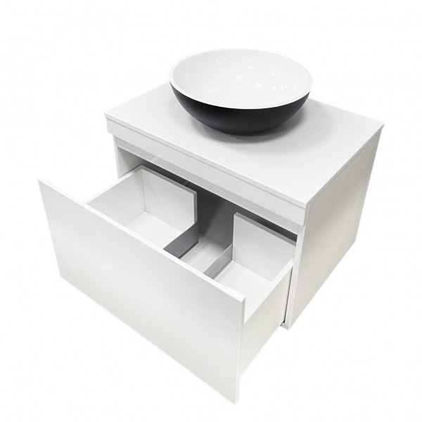 Тумба підвісна ADAMANT Astra W 70 з умивальником Kreis Black Matte/White Glossy
