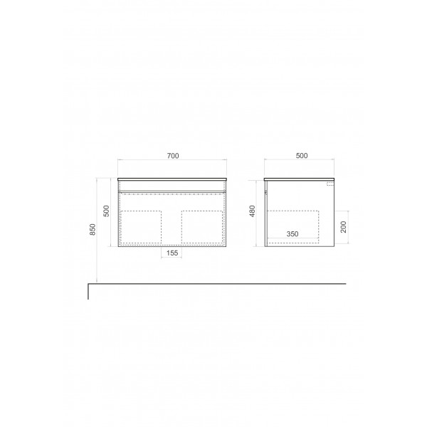 Тумба підвісна ADAMANT Astra W 70 з умивальником Andere New Black Matte/White Glossy