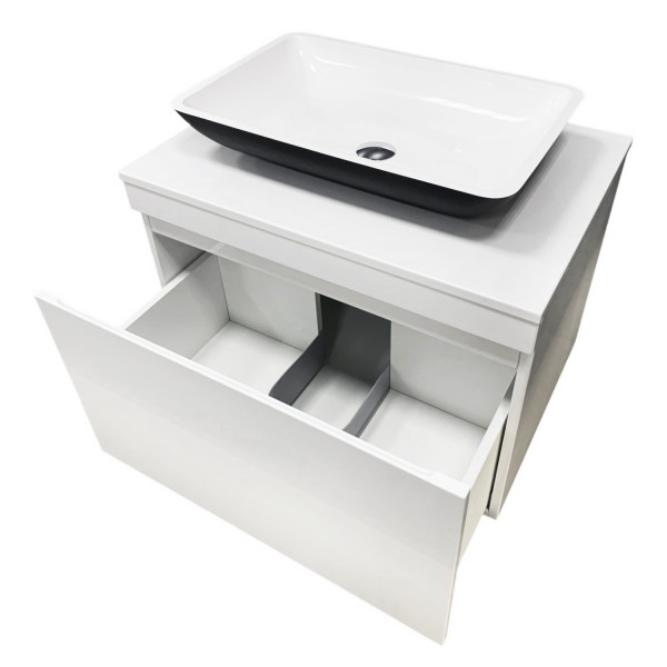 Тумба підвісна ADAMANT Astra W 70 з умивальником Lower Black Matte/White Glossy