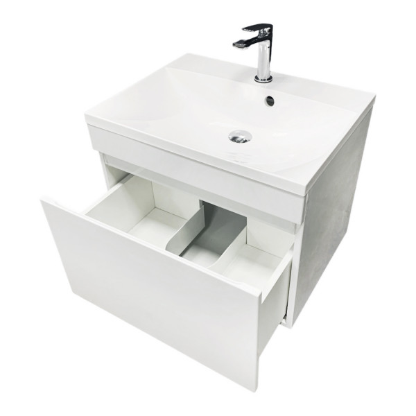 Тумба GRANT 60 підвісна, біла з умивальником EMIL White