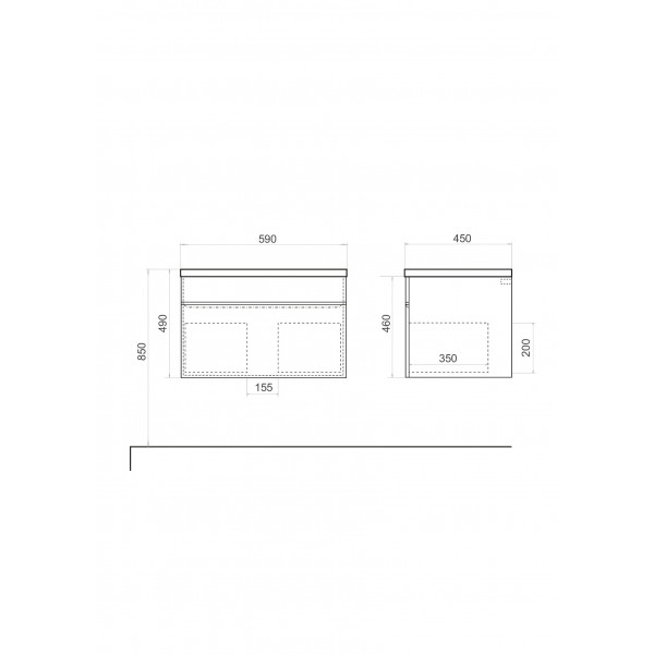 Тумба GRANT 60 підвісна, біла з умивальником EMIL White