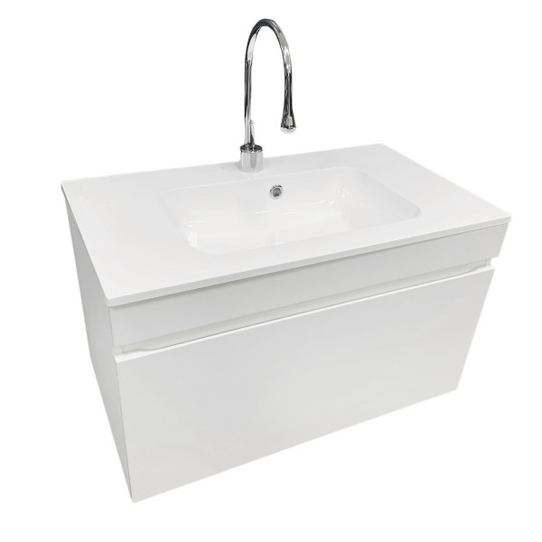 Тумба GRANT 80 підвісна, біла з умивальником FRATE 80 White