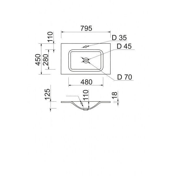 Тумба GRANT 80 підвісна, біла з умивальником FRATE 80 White