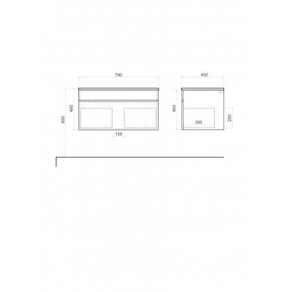 Тумба GRANT 80 підвісна, біла з умивальником FRATE 80 White