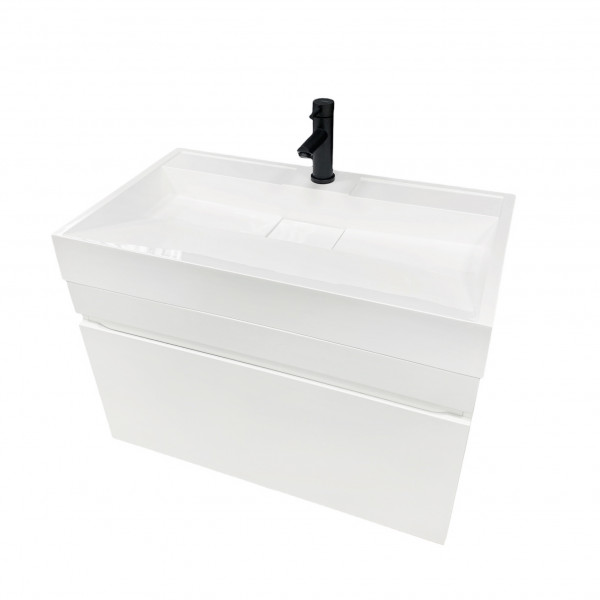 Тумба GRANT 80 підвісна, біла з умивальником VISION 80 White