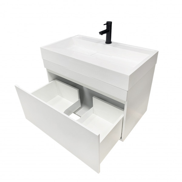 Тумба GRANT 80 підвісна, біла з умивальником VISION 80 White