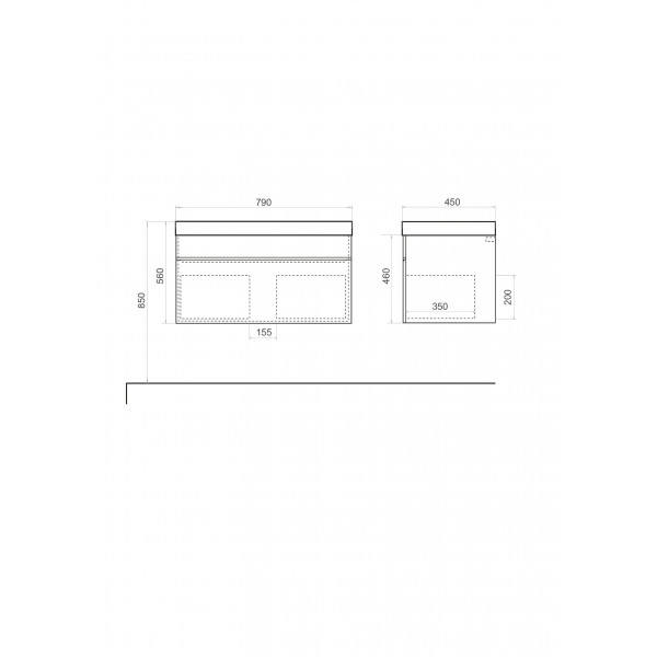 Тумба GRANT 80 підвісна, біла з умивальником VISION 80 White