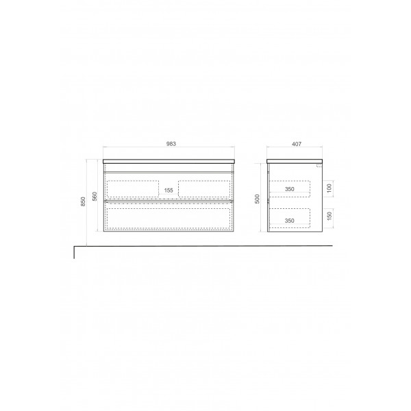 Тумба підвісна ADAMANT Streng 100 з умивальником Streng New 100 White