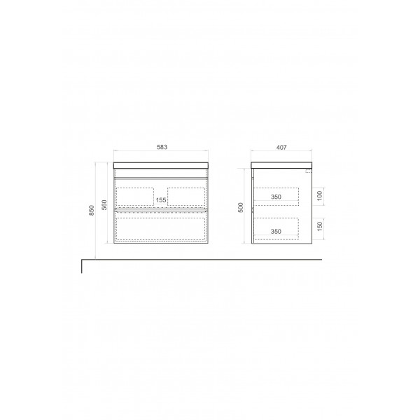 Тумба підвісна ADAMANT Streng 60 з умивальником Streng New 60 White