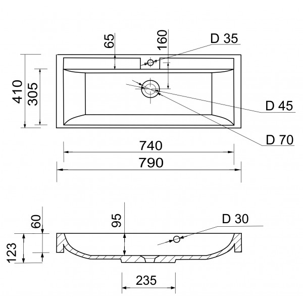 Тумба підвісна ADAMANT Streng 80 з умивальником Streng New 80 White