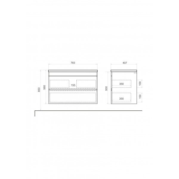 Тумба підвісна ADAMANT Streng 80 з умивальником Streng New 80 White