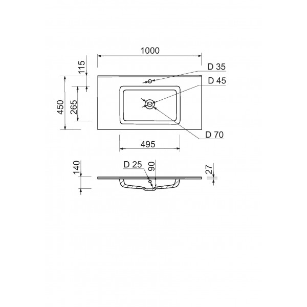 Умивальник Adamant Flat White 100