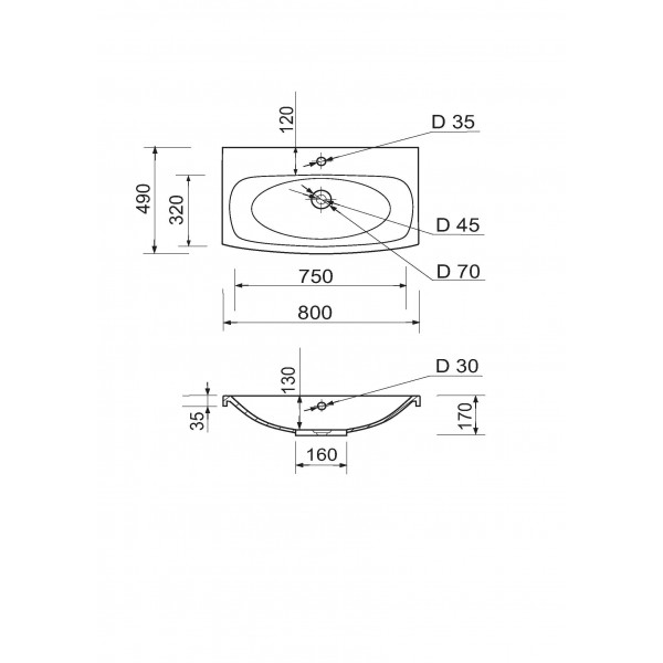 Умивальник Adamant Laguna 80 White