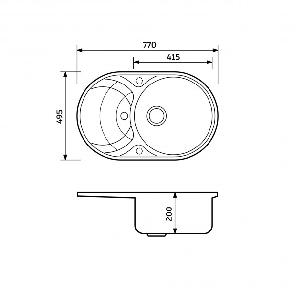 Кухонна мийка Adamant SHELL Чорний металік