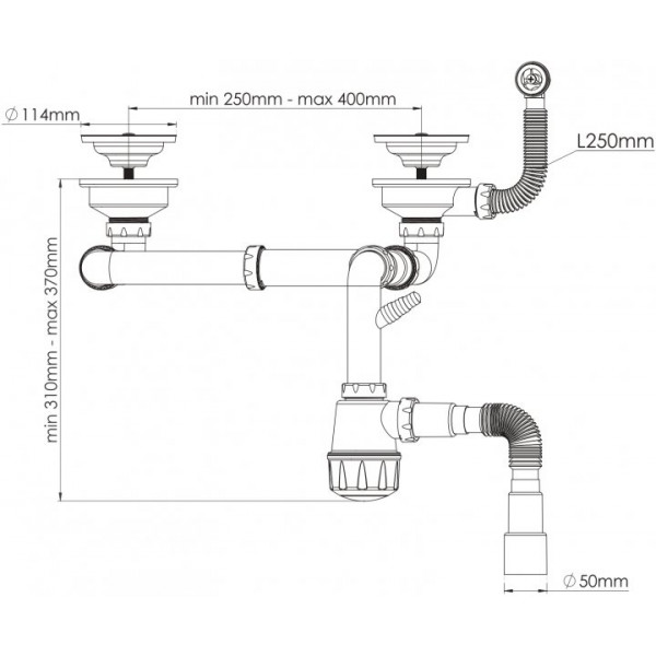 Сифон подвійний Adamant  FSA-02 Avena