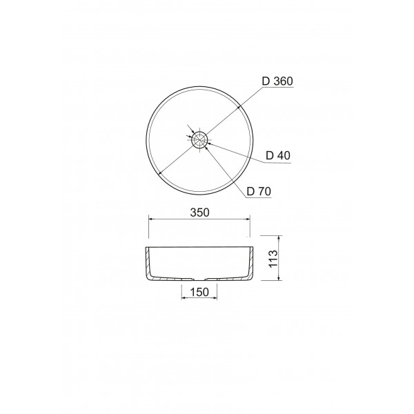 Умивальник Adamant Arena New Black\White glossy