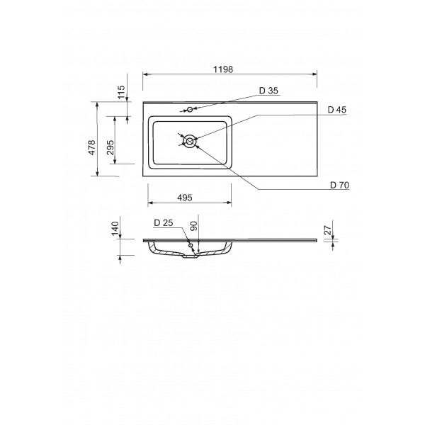 Умивальник Adamant Flat White 120 L