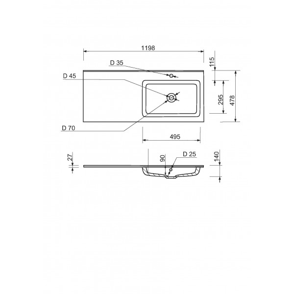 Умивальник Adamant Flat White 120 R