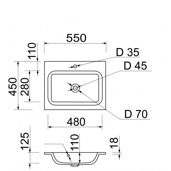 Умивальник Adamant Frate White 55