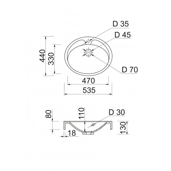 Умивальник Adamant Lauf New White