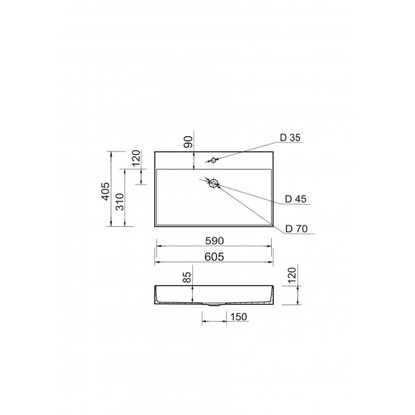 Умивальник Adamant SLENDER Black/White