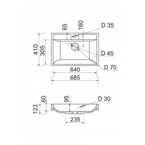 Умивальник Adamant Streng New 70 White