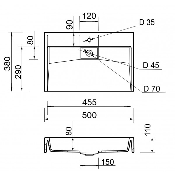 Умивальник Adamant Vision 60 White