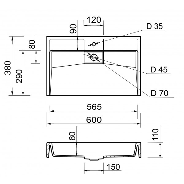 Умивальник Adamant Vision 60 White