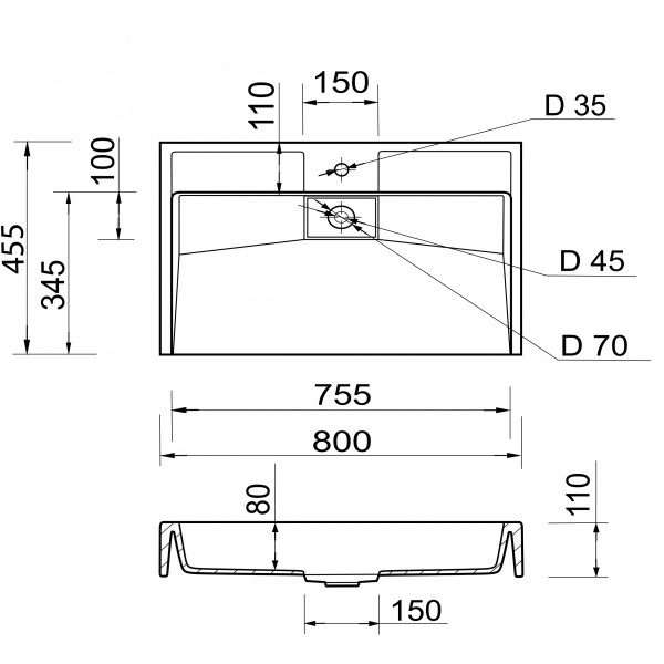 Умивальник Adamant Vision 80 White